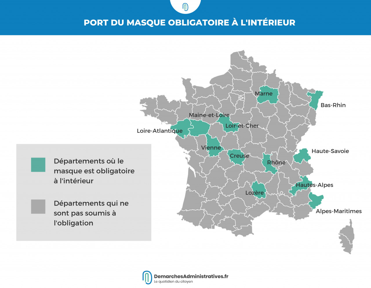 Port du masque en extérieur : la carte des départements où il est  obligatoire