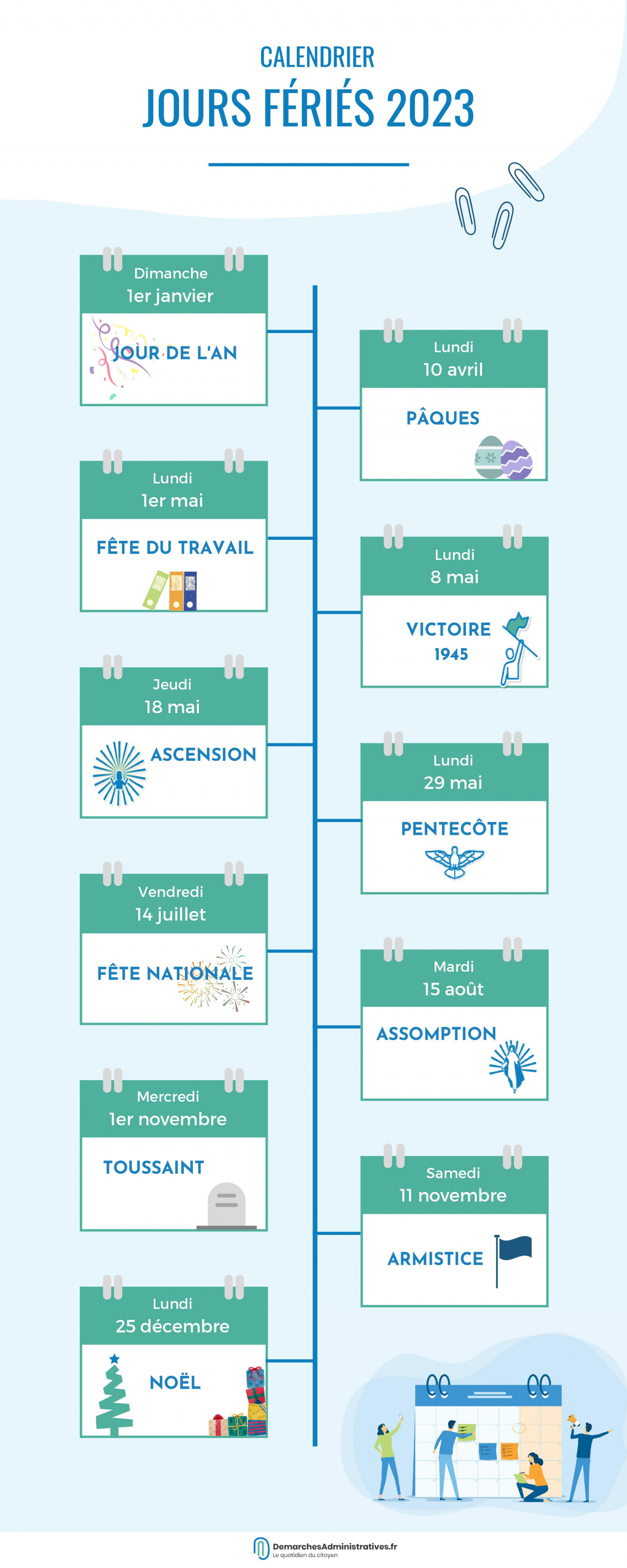 Jours fériés 2023 le calendrier